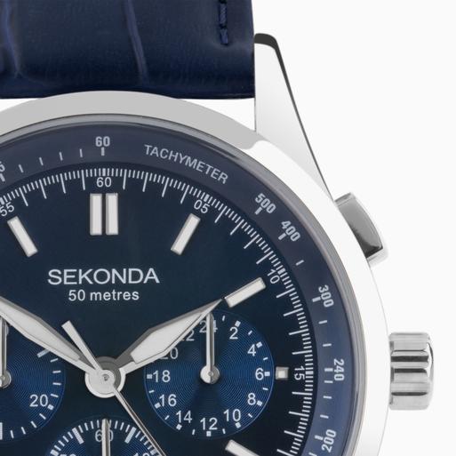 Mens watch sales blue leather strap